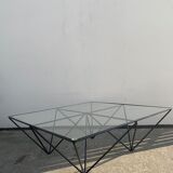 Square coffee table in black tubular steel, 1980