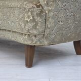 1960s, Danish 3-seater curved sofa, furniture velour, beech wood legs.