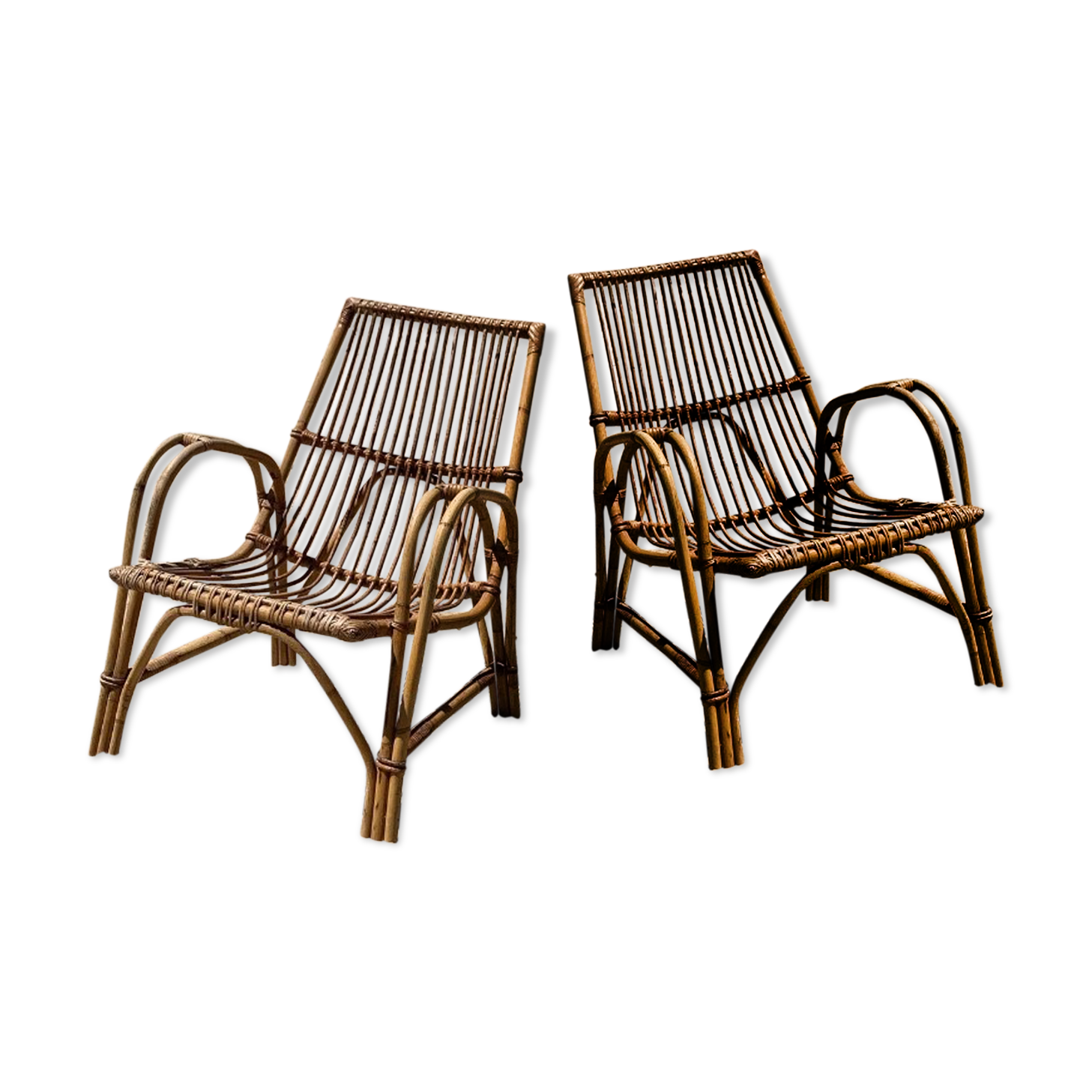 Pair of rattan armchairs