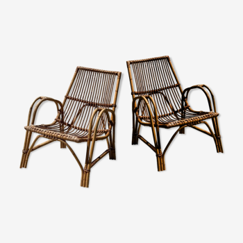 Pair of rattan armchairs