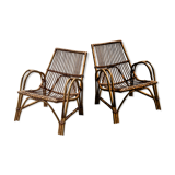 Pair of rattan armchairs