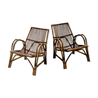 Pair of rattan armchairs