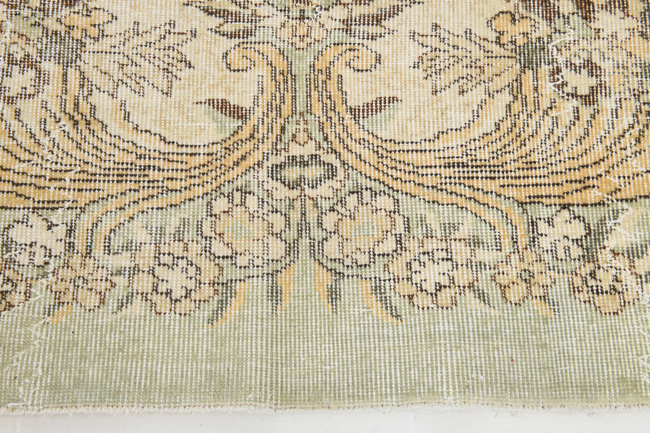 Light Green & Beige Handmade Wool Vintage Rug, 173x262 Cm