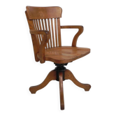 Chaise de bureau en chêne avec système de ressorts réglable et réglage en hauteur, années 1950