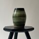 Vase in white clay with green/beige glaze - signed work