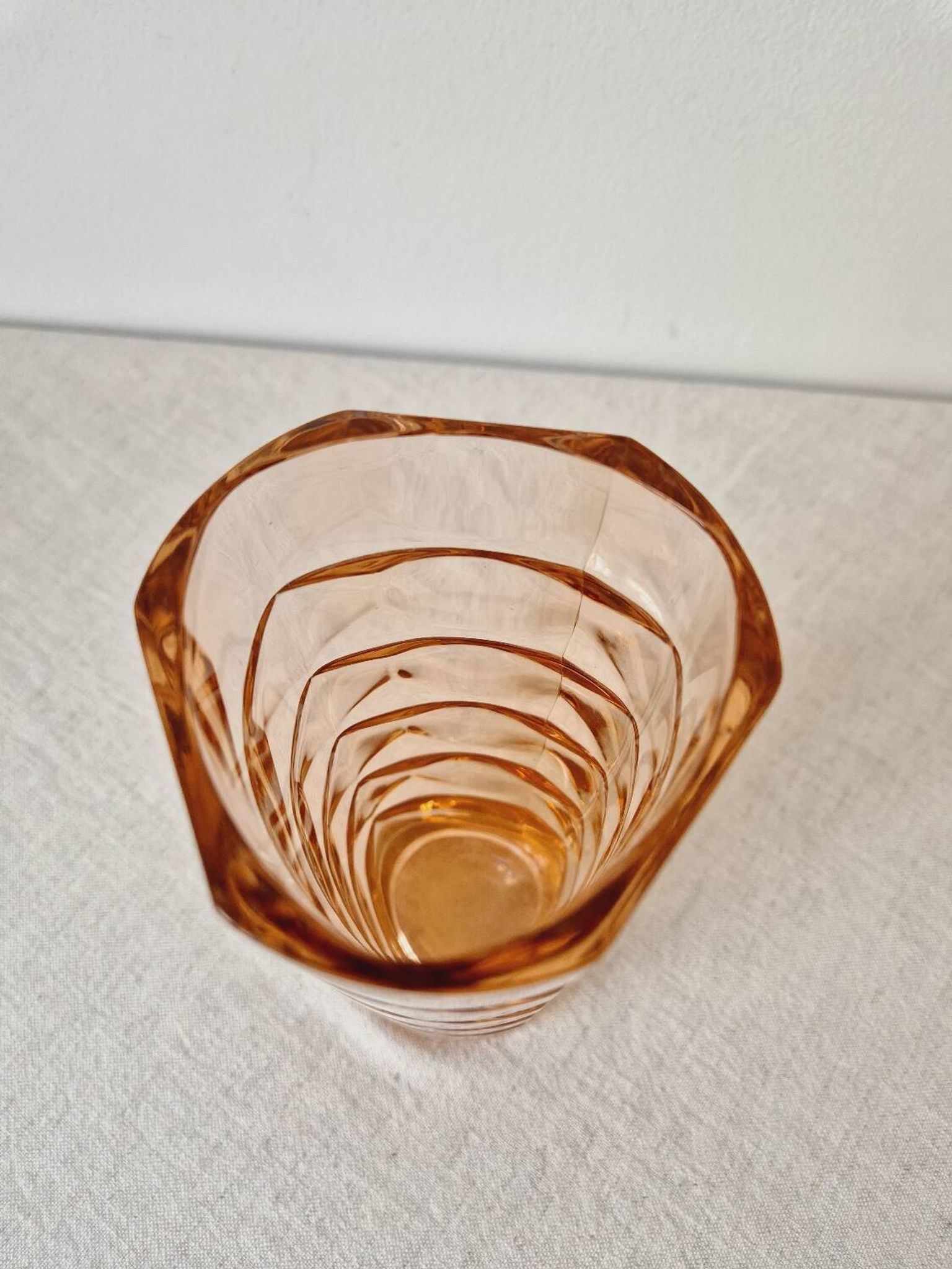 Glass vase 'Rosaline' Art Deco style '60s - Vintage Luminarc