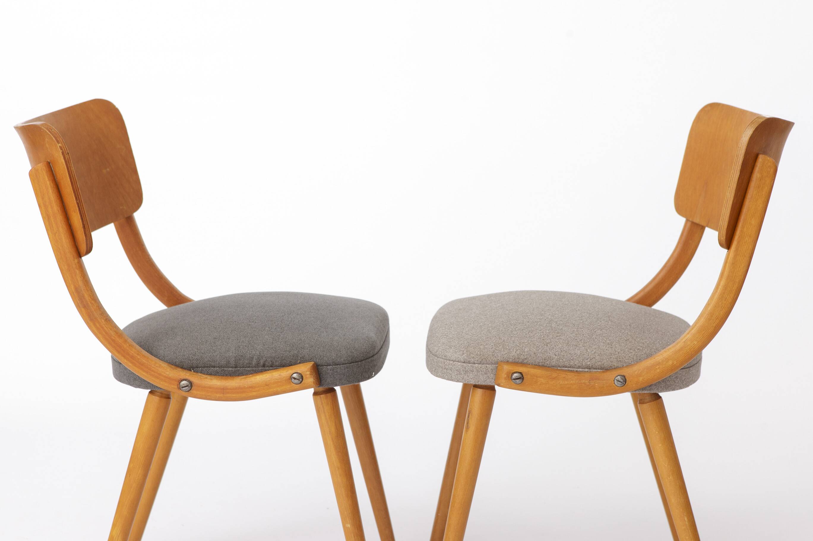 Set of 4 Vintage Bentwood Dining Chairs, 1950s German Mid-Century Beech