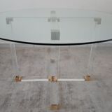 Dining table in lucite and Italian design glass for Metalarte from the 70s