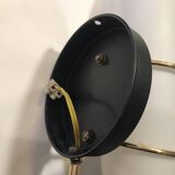 Pair of modernist wall lights in opaline brass white flame 1960 vintage minimalist