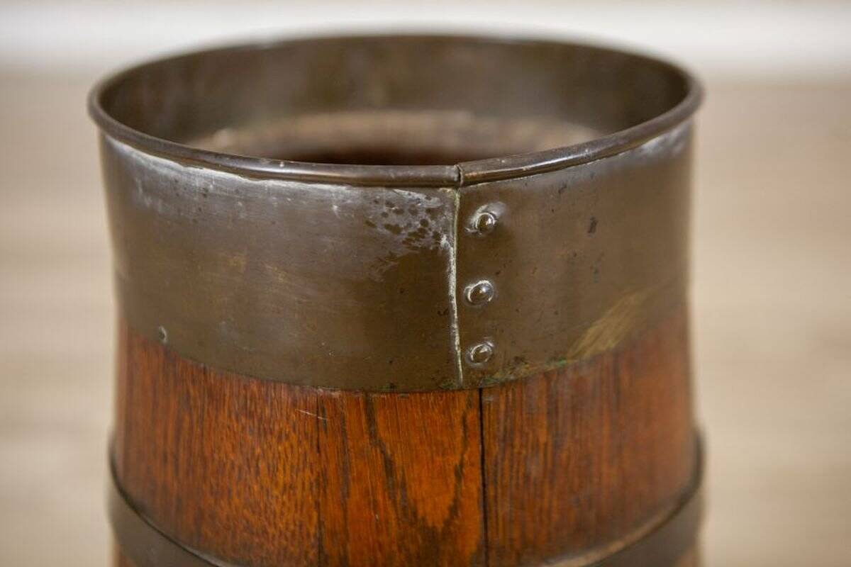 Oak Barrel Umbrella Stand, Early 20th Century