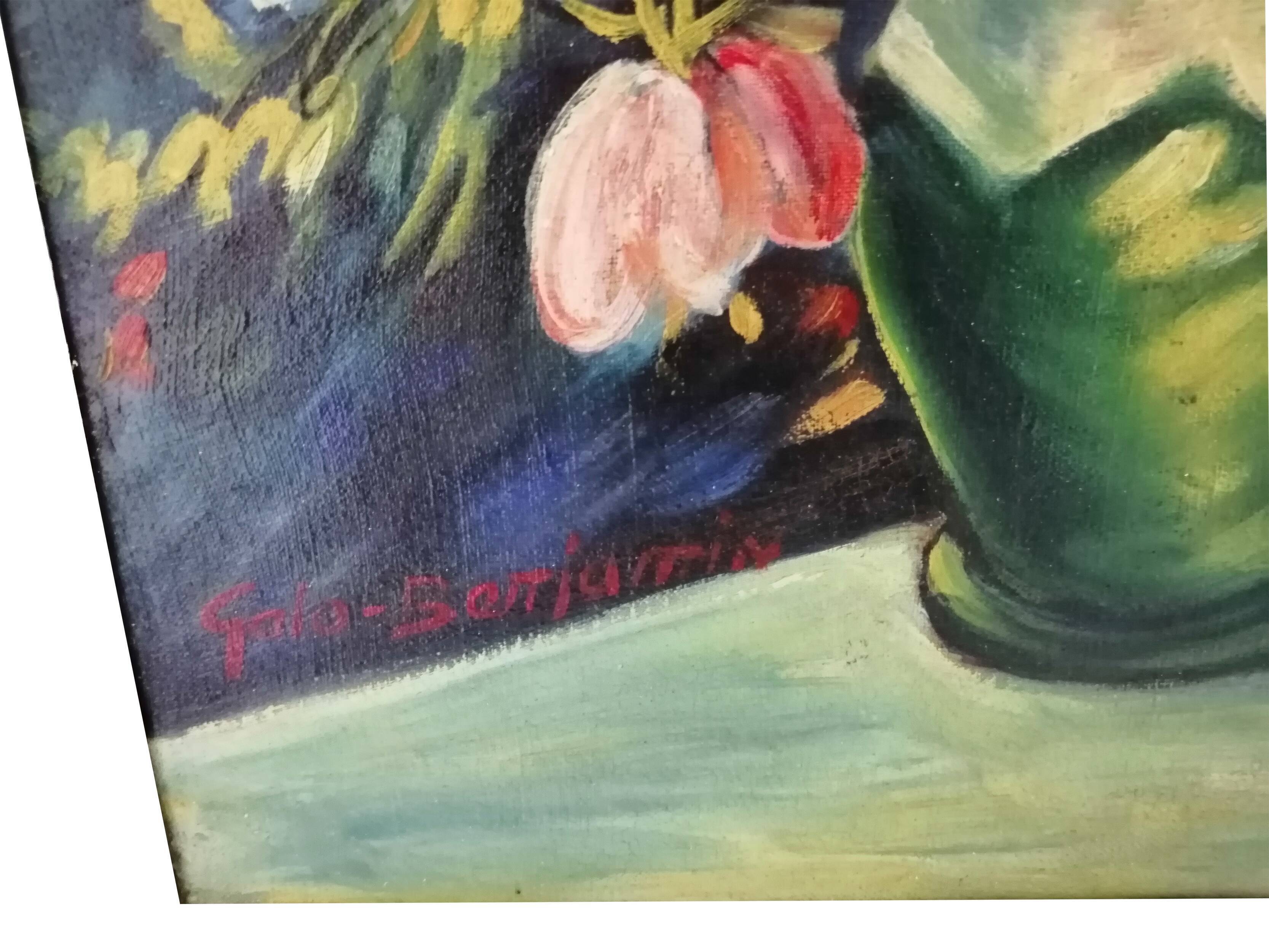 Ancient bouquet of flowers table