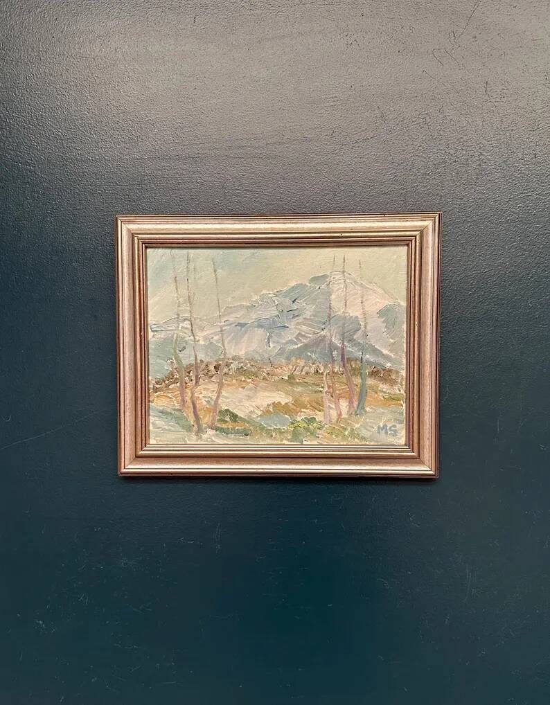 Original Swedish Oil Painting - "Nature Scene" by Maja Sjöberg - Signed - Vintage and Framed - 35.5 × 43.5 cm (14" × 17.1")