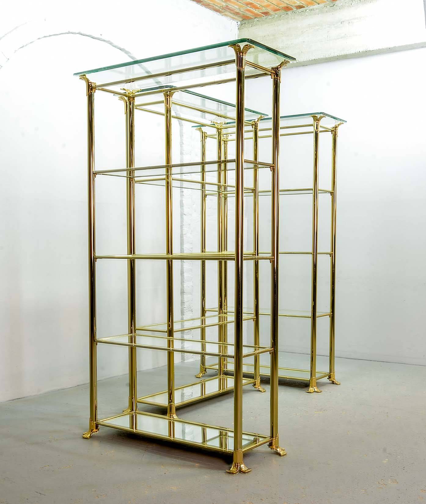 Ramiro Tarazona 24 Carat Goldplated Display Cabinet w. Glass Shelves 1980s