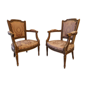 Paire de fauteuils Louis XVI