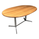 Vintage Dining Table Oval Chrome Solid Oak