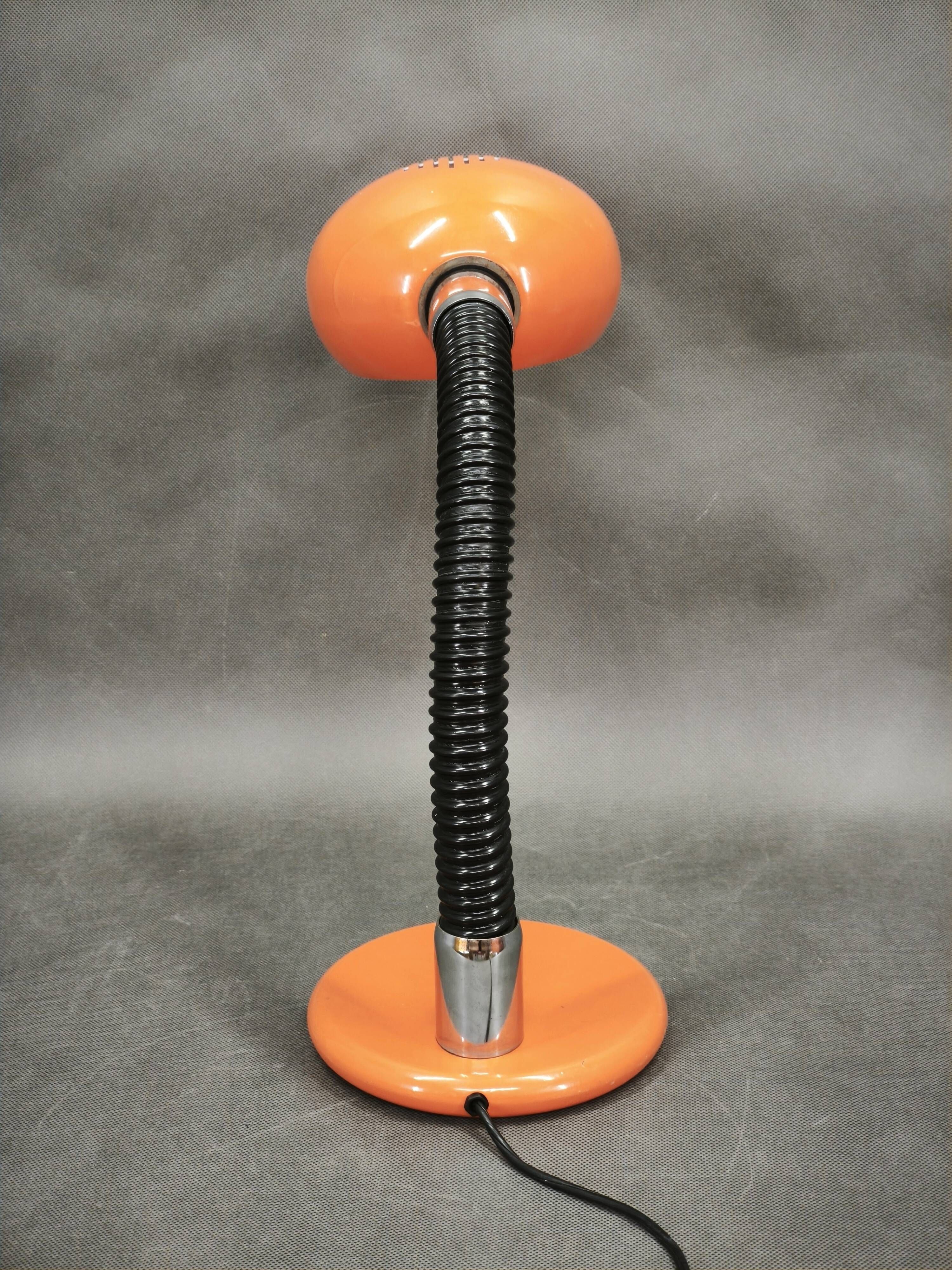 1970s Italian Orange Space Age Adjustable Gooseneck Table Lamp