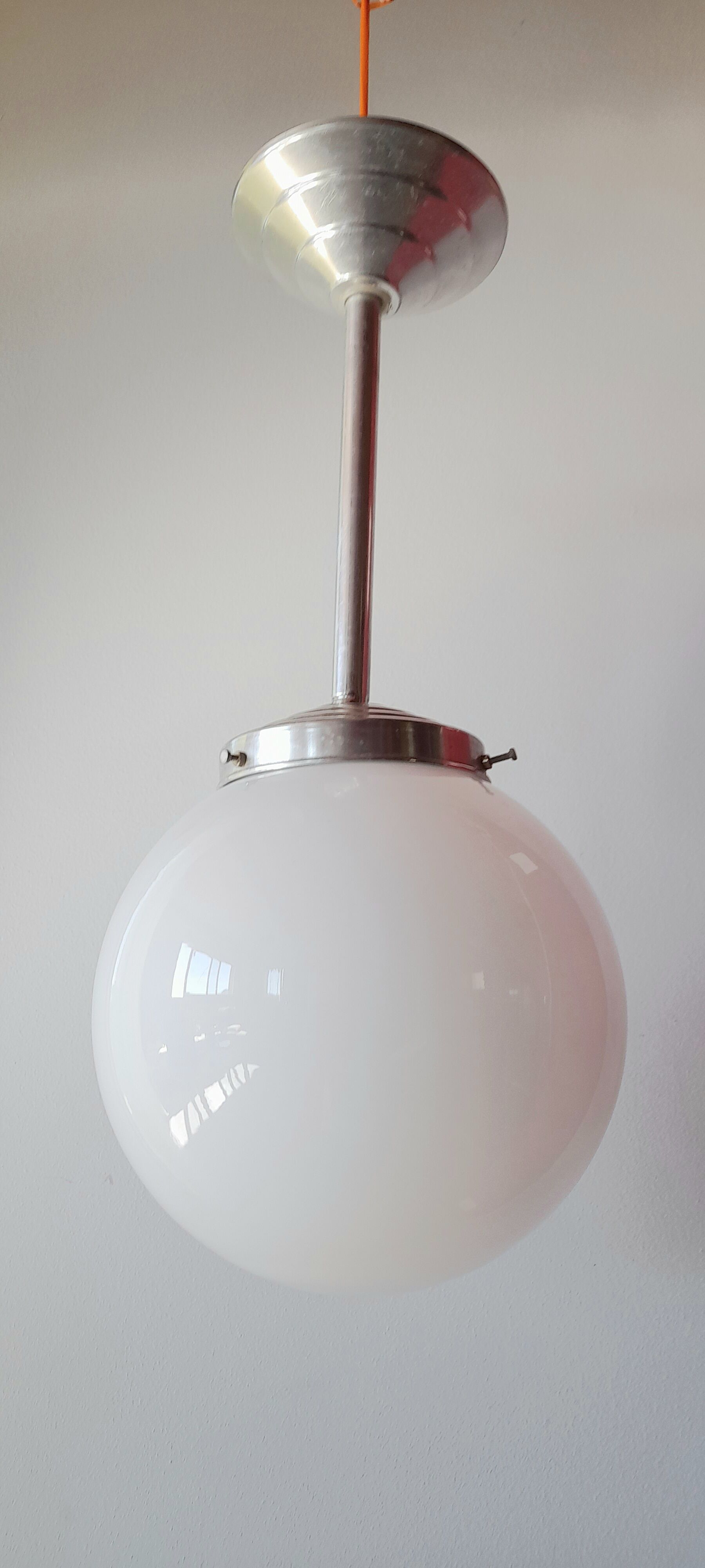 Art Deco opaline globe pendant lamp
