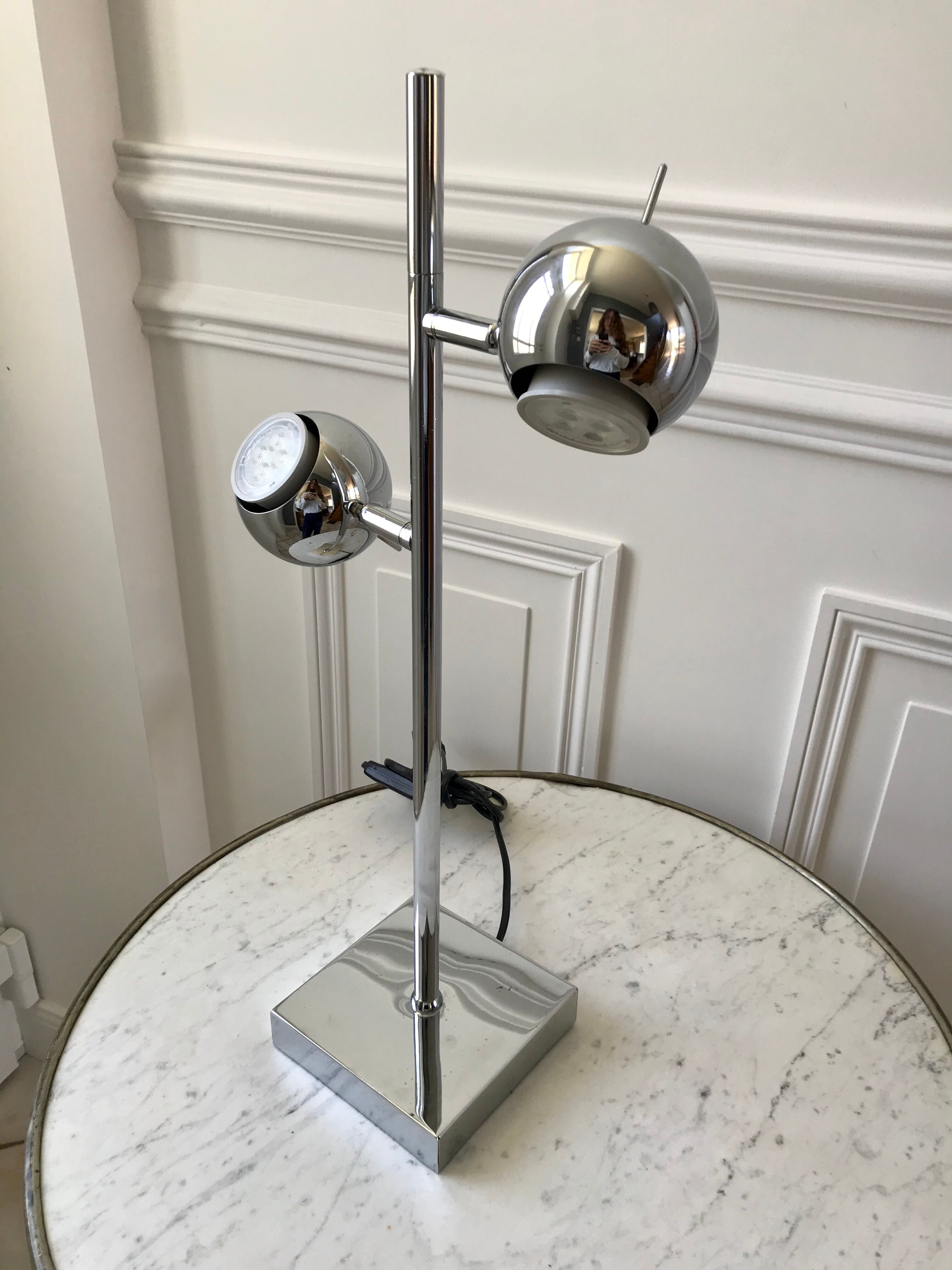 Modular eyeball lamp chrome 70s-80s