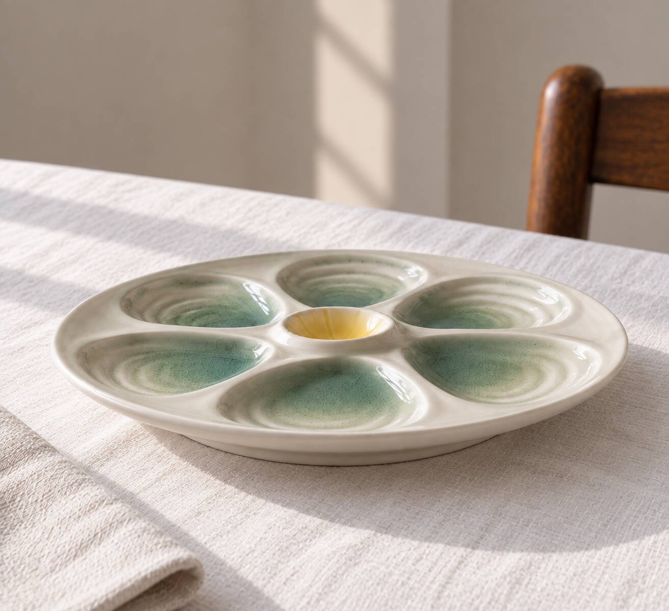 Set of 9 vintage oyster plates Salins France
