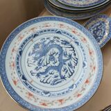 Vaisselle chinoise en porcelaine dite graine de riz  des années 50