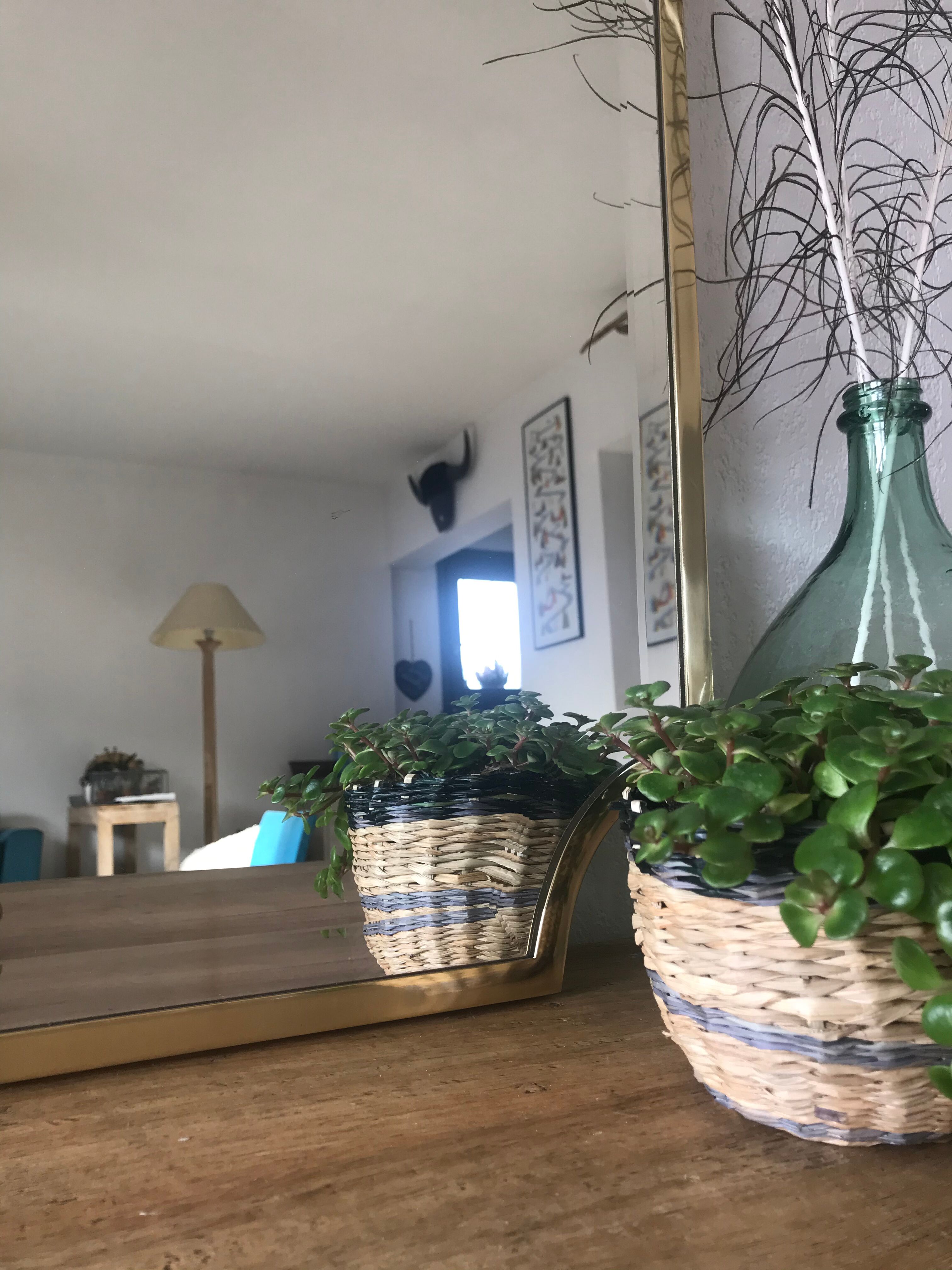 Brass bevelled mirror, Italy, 60s