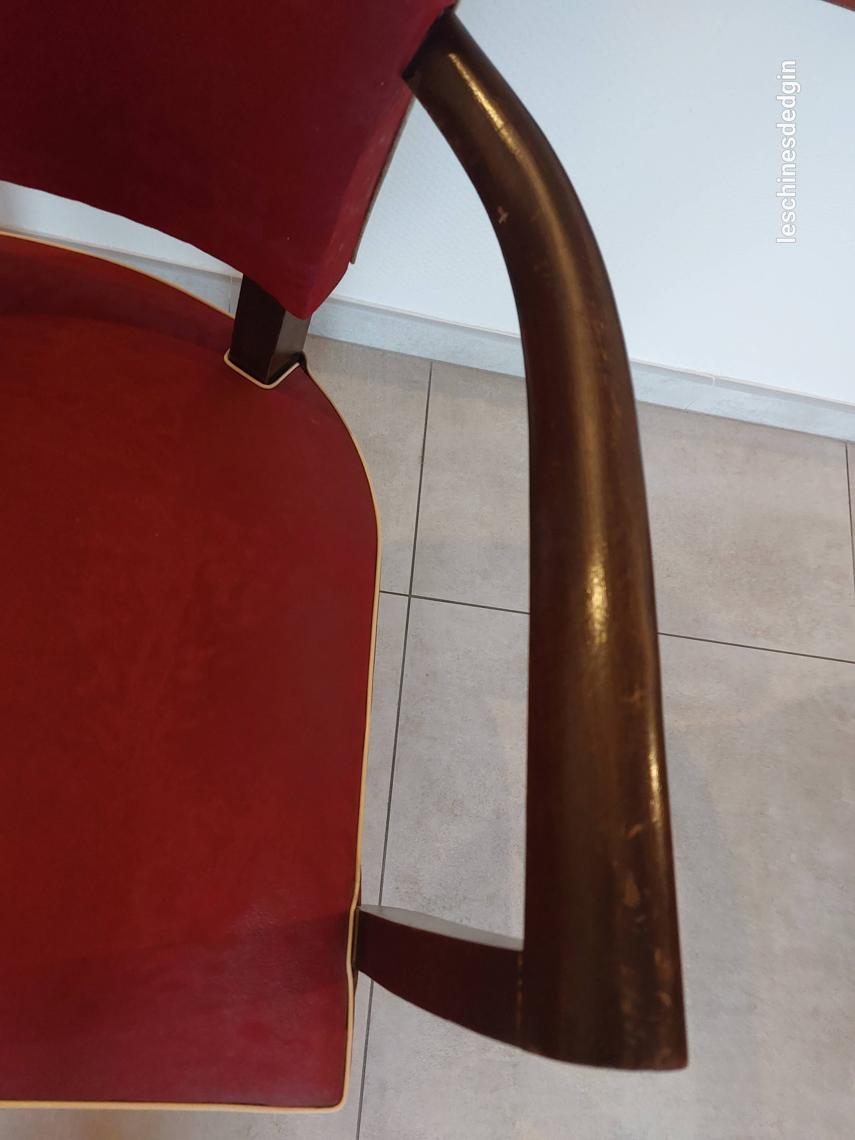 pair of red bridge armchairs