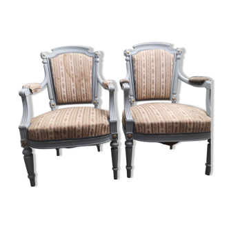 Paire de fauteuils style Louis XVI