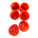 Contemporary Lively Amber Rods and Murrine Murano Glass – Set of 6