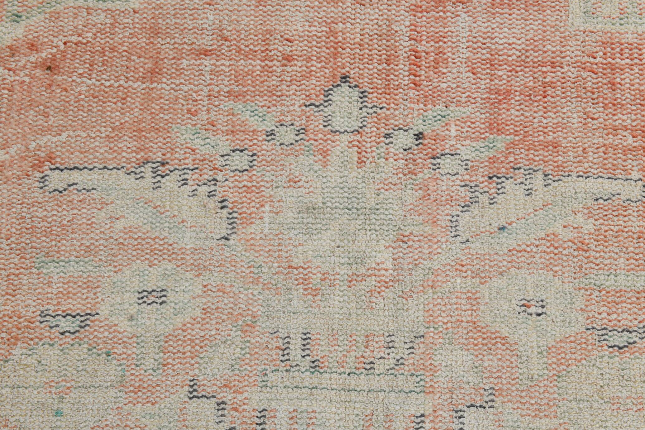 Tapis Oushak Vintage Corail Beige Pastel, 215x319 Cm
