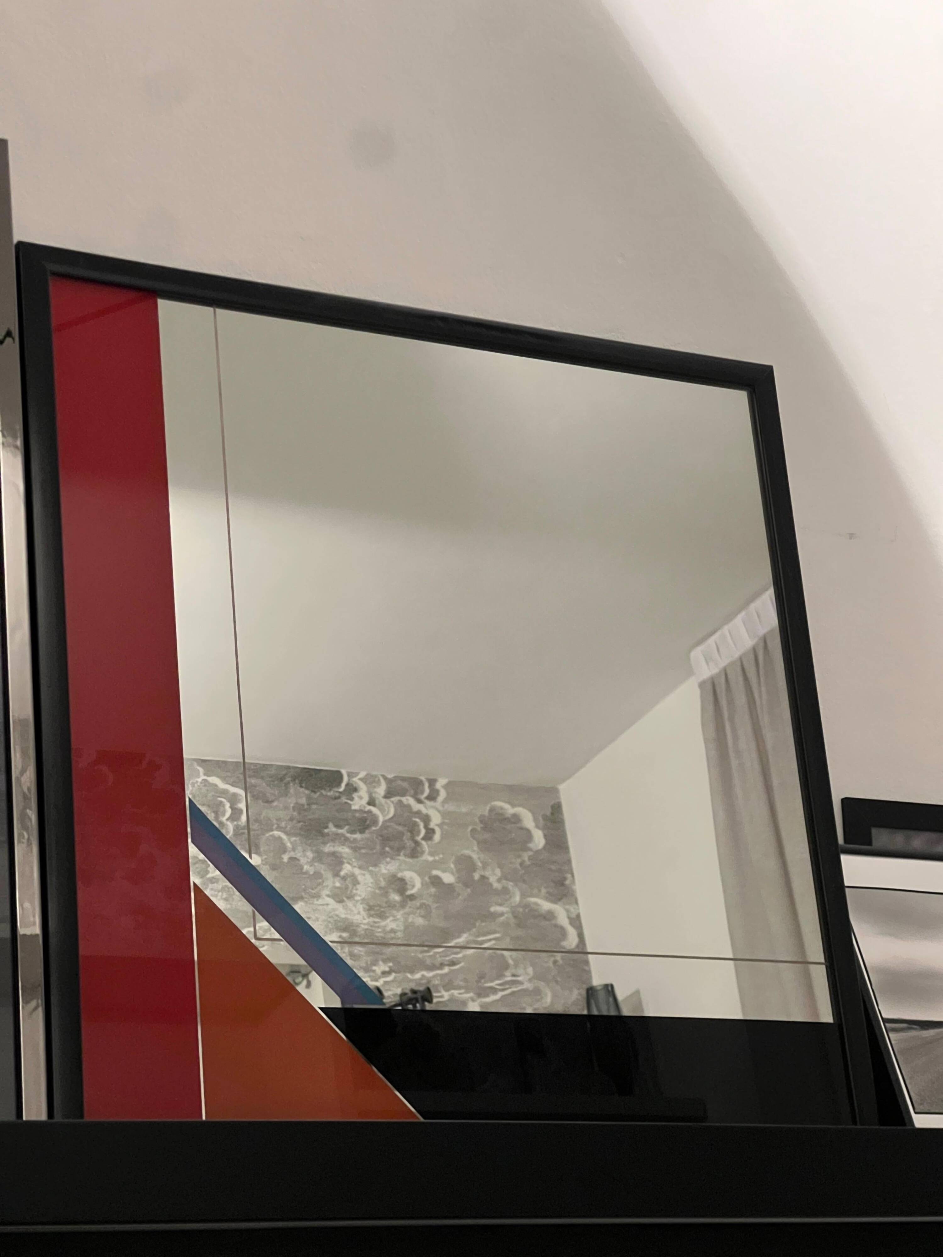 Decorative Art Mirror by Italian artist Eugenio Carmi , Memphis Style , Fun !