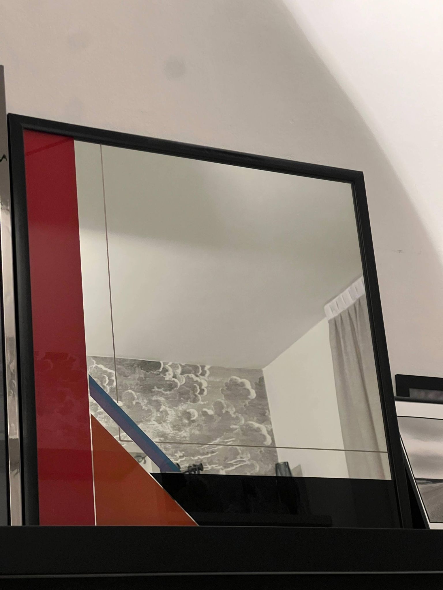Decorative Art Mirror by Italian artist Eugenio Carmi , Memphis Style , Fun !