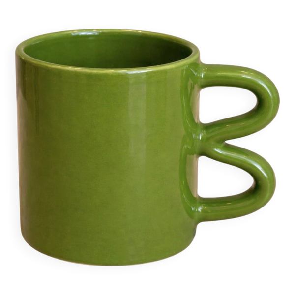 Mug céramique Onda – vert matcha tasse vague ondulé