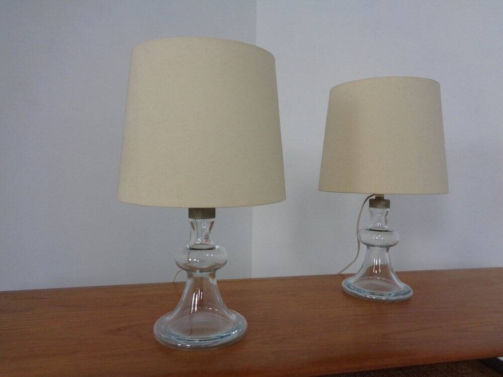Glass table lamps by Michael Bang for Holmegaard, 1970s, set of 2.