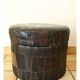 Pouf de rangement patchwork en cuir des années 1970