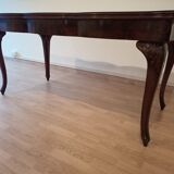 Chippendale mahogany table XXth with walnut piano in smoked tempered glass