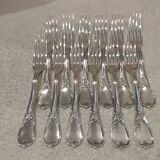 12 silver-plated metal table forks Ercuis Dubarry model