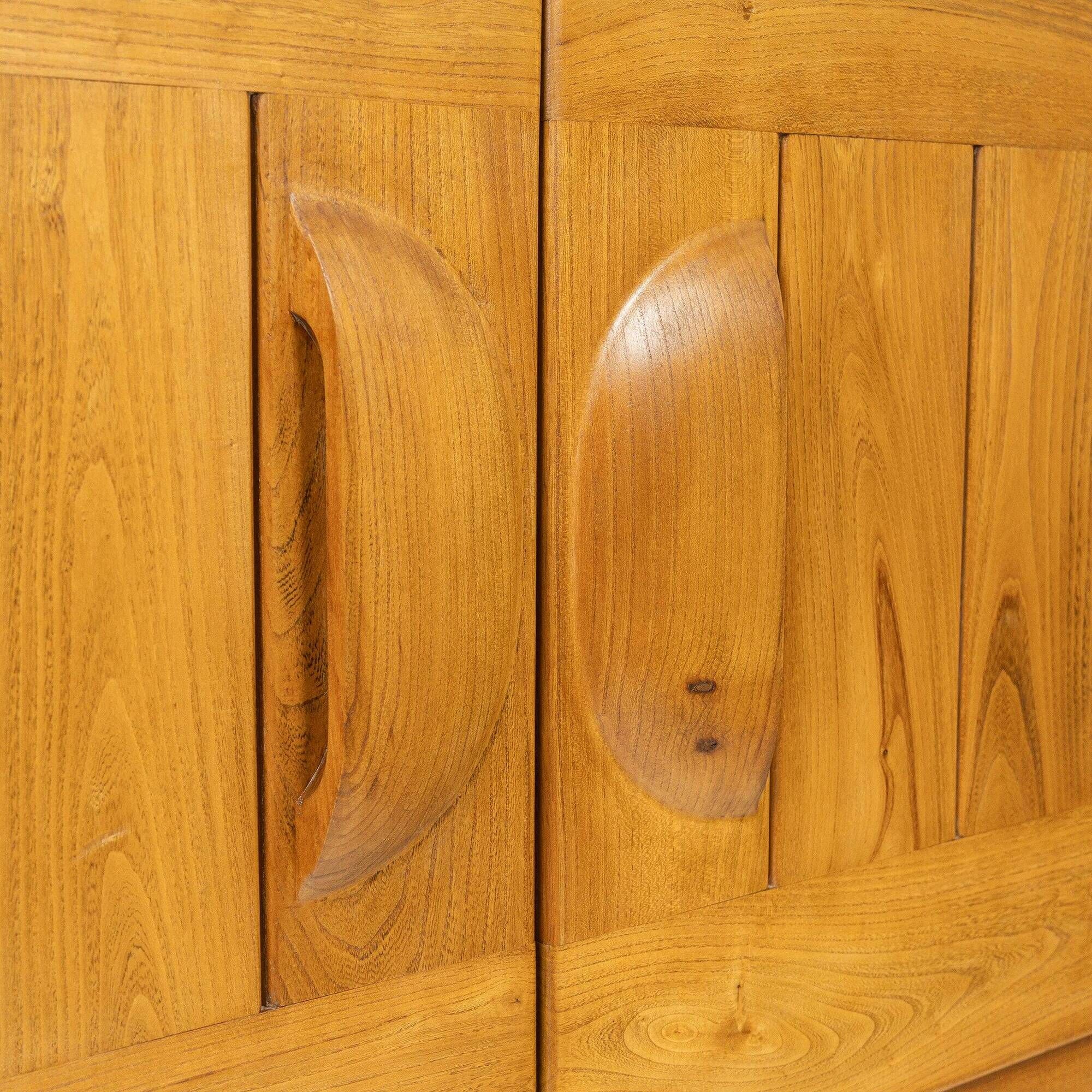 Two-door buffet in solid elm from Maison Regain, c. 1970.