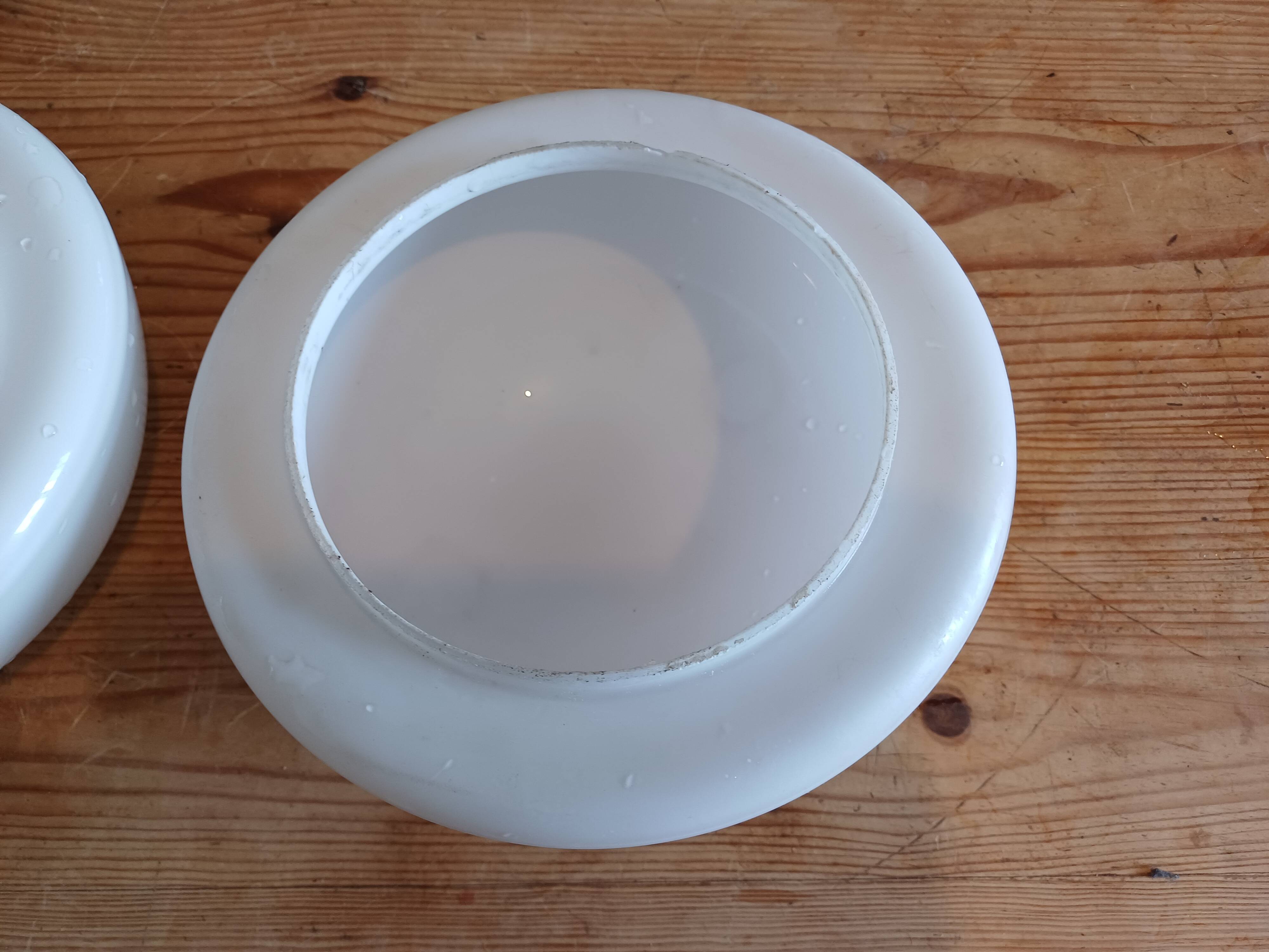 2 white opaline ceiling globes