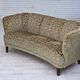 1960s, Danish 3-seater curved sofa, furniture velour, beech wood legs.