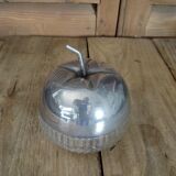 Sucrier anglais en verre moulé et métal pomme