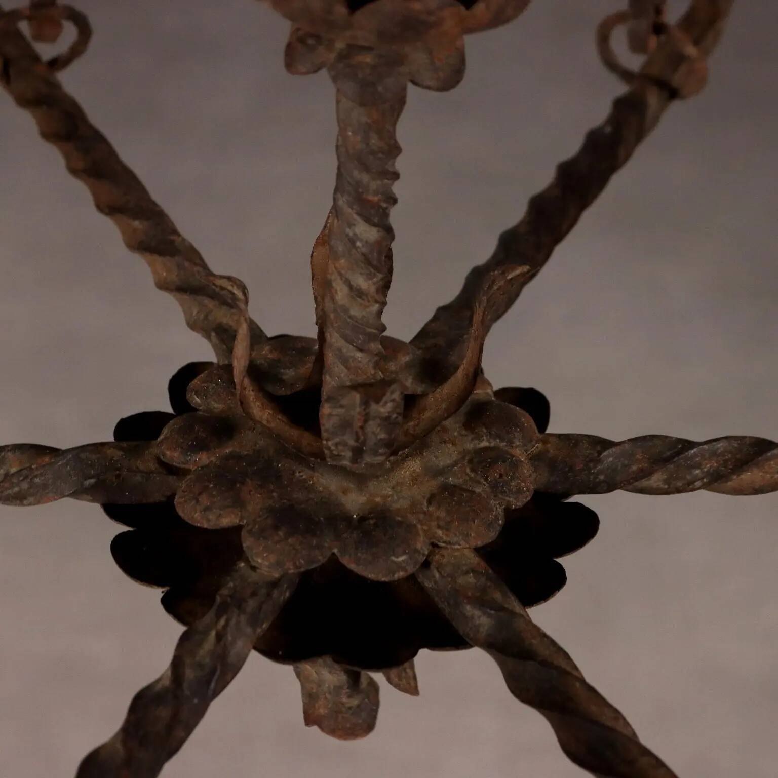 Antique wrought iron chandelier with 7 lights, Italy, 19th century.