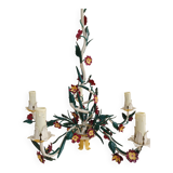 Vintage Floral chandelier in painted sheet metal
