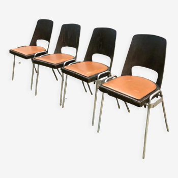 Set of 4 chairs model Barrel Manhattan circa 1970