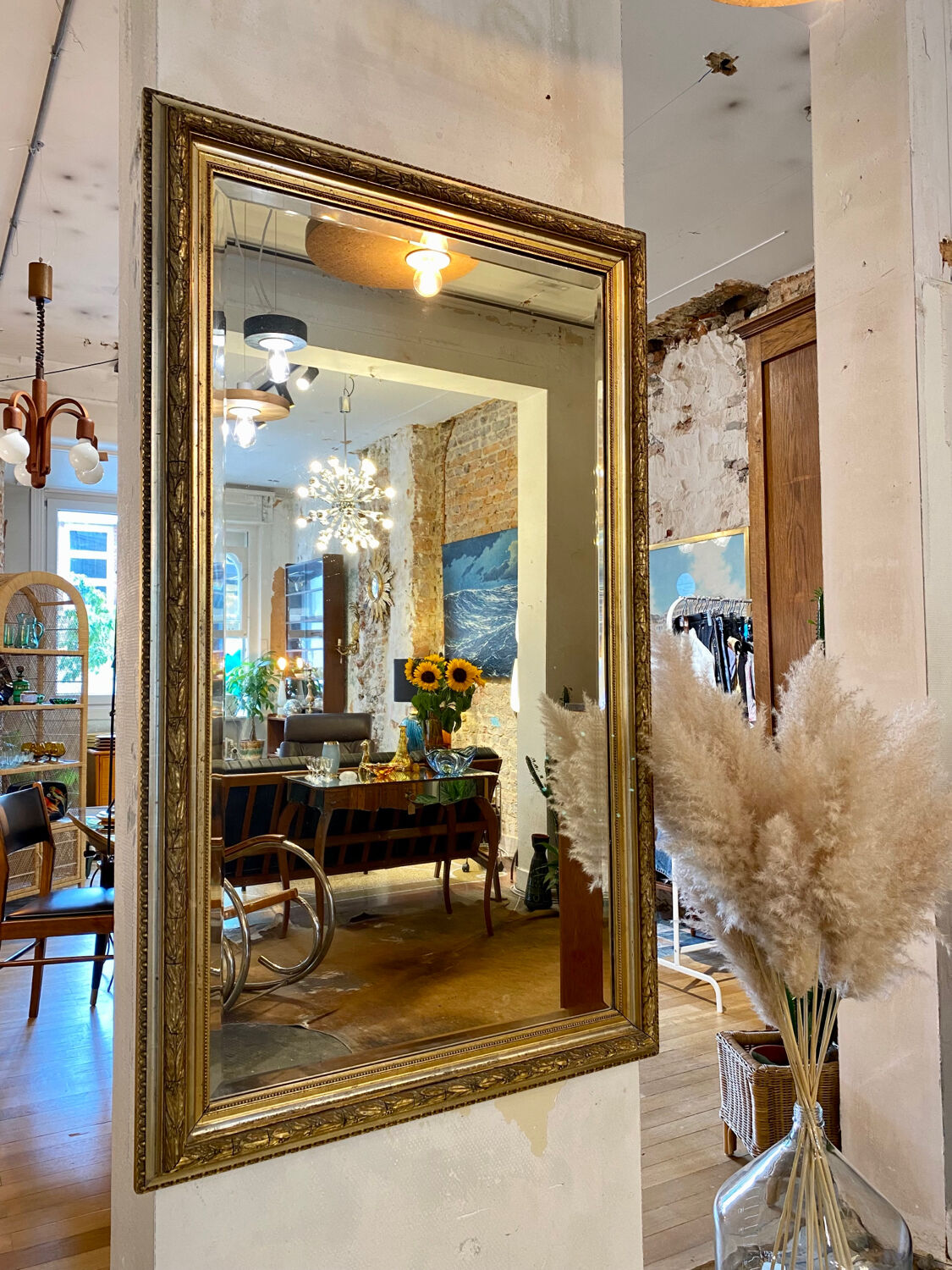 19th century gilded wooden mirror