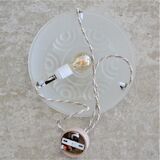 Suspension art nouveau style cacker in white frosted glass