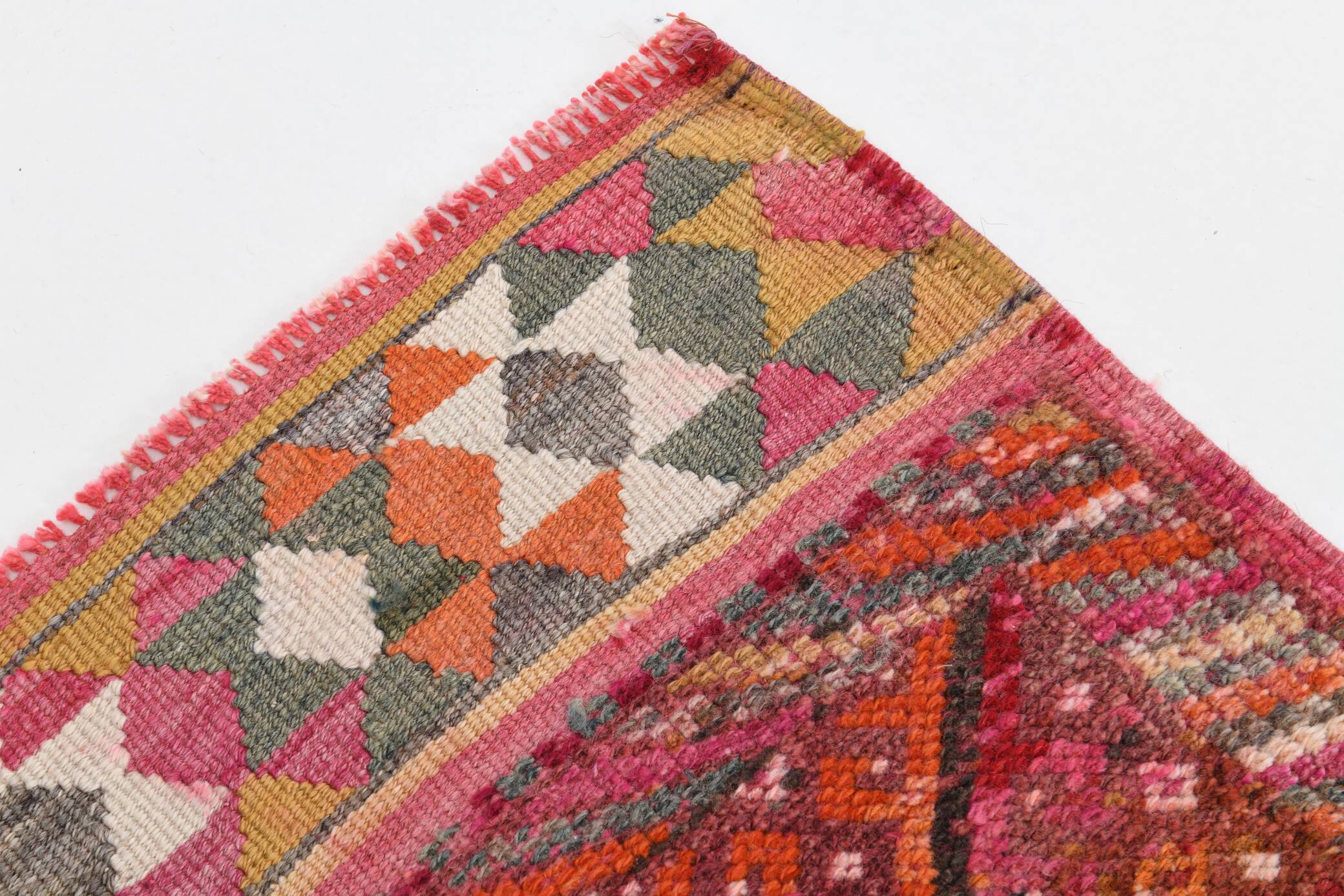 Tapis Couloir Turc Géométrique, Tapis Tribal Vintage, 87x366 Cm