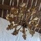 Rare suspension / antique chandelier with 5 lights - Flowers & Foliage in gilded metal