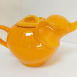 elephant teapot in vintage orange porcelain 80s