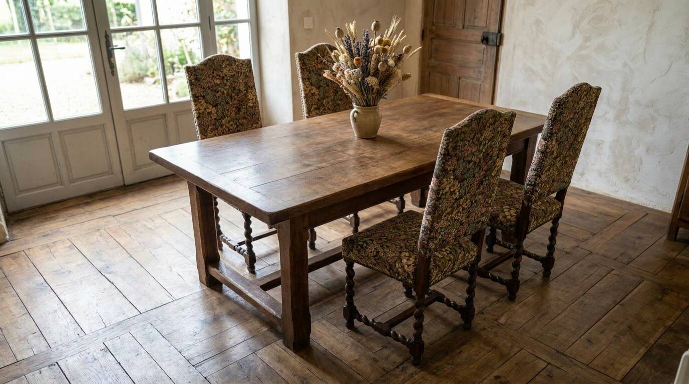 Colonial armchair in solid wood and weaving