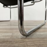 70s armchair in chromed tubular and black leather